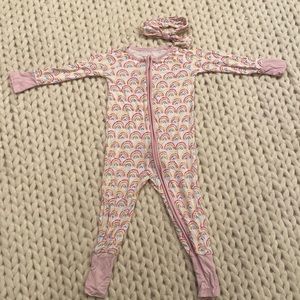 Little sleepies one piece zip up pajamas rainbow print